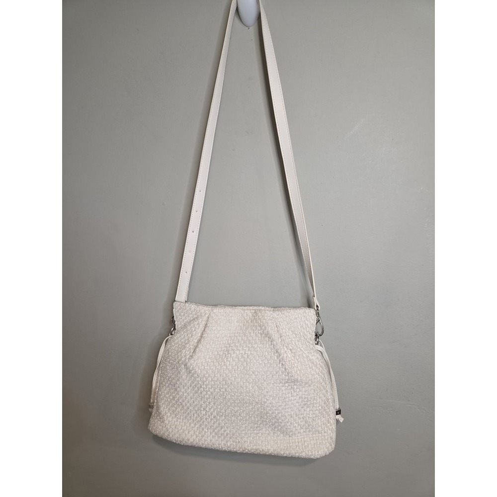 On 34th Woven Crossbody Bag Cream White Faux Leather Polka‎ Dot Lining New